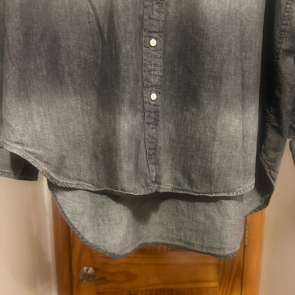 Aerie Oversized Button-Up Denim Shirt, Gray or Washed Black, Size S - Picture 5 of 10
